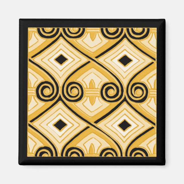Art Deco Persia (Gult och svart) Magnet (Framsidan)