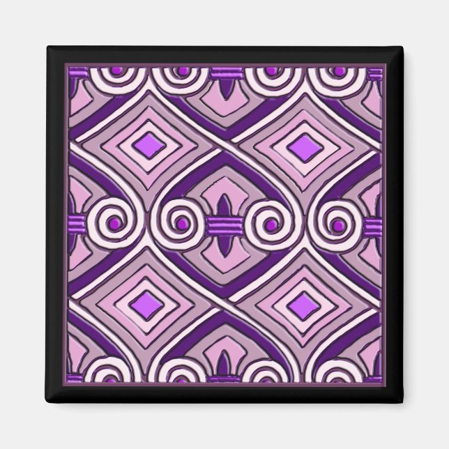 Art Deco Persia (ljusare Lila) Magnet (Framsidan)