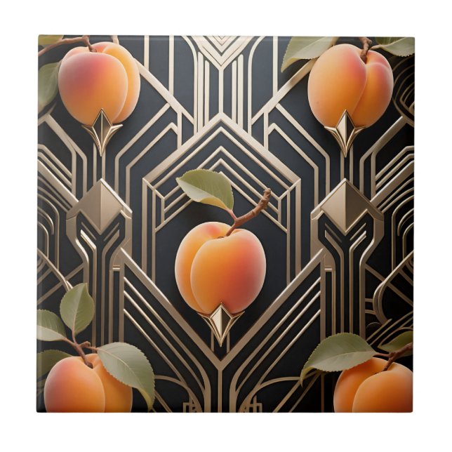 Art Deco-persikofönster Kakelplatta (Framsidan)