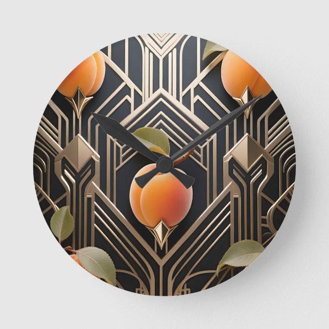 Art Deco-persikofönster Rund Klocka (Framsida)