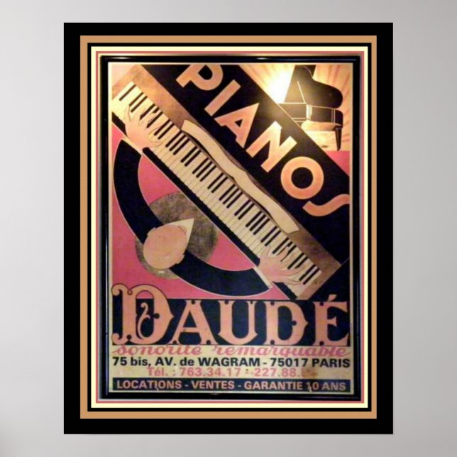 Art Deco "Pianos Daude" Poster 16 x 20 (Framsidan)