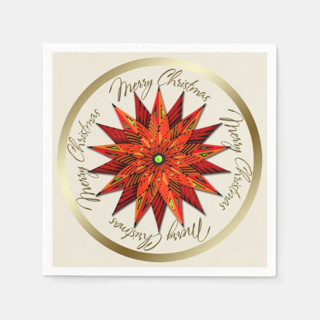 Art Deco Poinsettia Pappra Napkins Pappersservett (Framsidan)