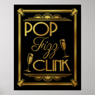 Art Deco POP FIZZ CLINK GULD byte B/G färg Poster
