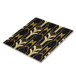 Art Deco Popular Black Guld Collection Kakelplatta