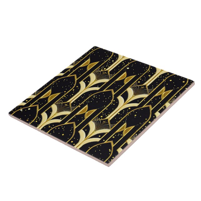 Art Deco Popular Black Guld Collection Kakelplatta (Sidan)