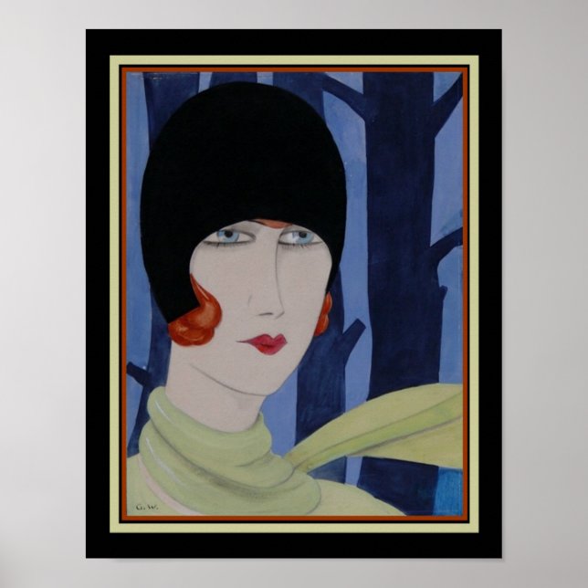 Art Deco "Porträtt of Lili" av Gerda Wegener Poster (Framsidan)