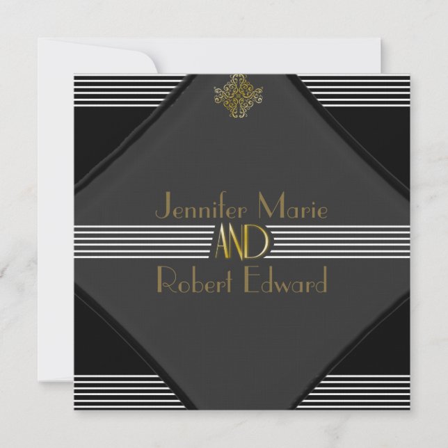 Art Deco Posh Wedding-inbjudan Inbjudningar (Framsida)