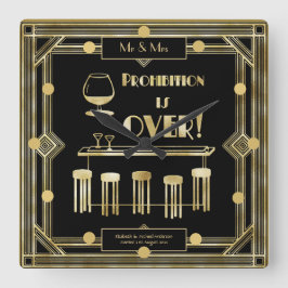 Art Deco Prohibition Is Over 1920s Black Gold Fyrkantig Klocka