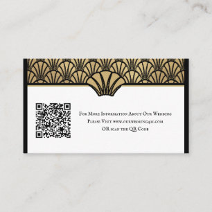 Art Deco QR-kod Information om Svarta Guld Bröllo Visitkort