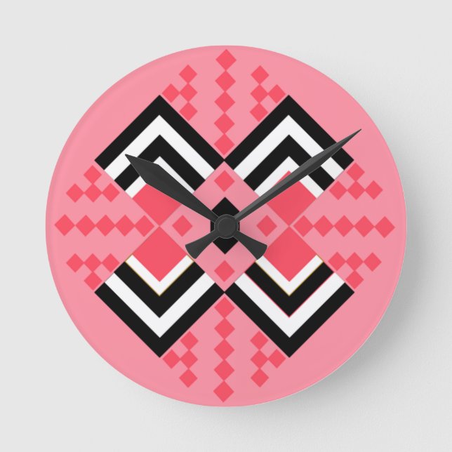 Art Deco Quilt Inspired  Rund Klocka (Framsida)