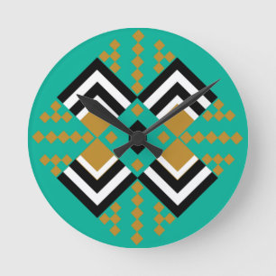 Art Deco Quilt Inspired Rund Klocka