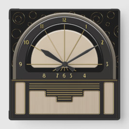 Art Deco Radiola (Sand, Mörk Grått, Black, Guld) Fyrkantig Klocka