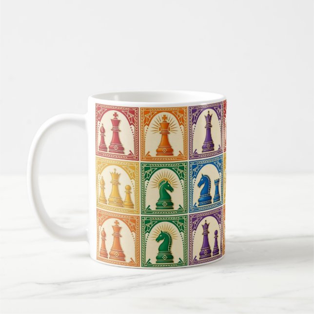 Art Deco Rainbow Schackmugg Kaffemugg (Vänster)