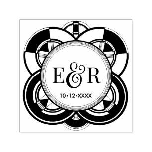 Art Deco ram Ampersand Par 2 Initialer Monogram Självfärgande Stämpel
