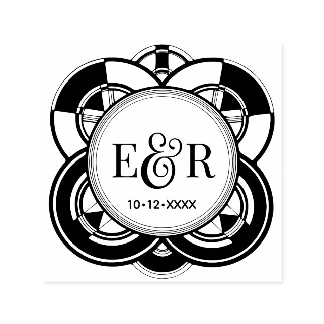 Art Deco ram Ampersand Par 2 Initialer Monogram Självfärgande Stämpel (Design)