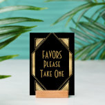 Art Deco Ram Black Favors Bröllop-tecken för Guld<br><div class="desc">Art Deco Ram Black föredrar Bröllop-signalen Guld. 1920-talets glam för vintagen i stil. Anpassa texten till dina egna detaljer.</div>