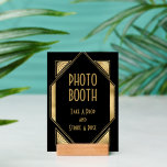 Art Deco Ram Black Photo Booth Bröllop-tecken för<br><div class="desc">Art Deco Ram Black Photo Booth Bröllop. 1920-talets glam för vintagen i stil. Anpassa texten till dina egna detaljer.</div>
