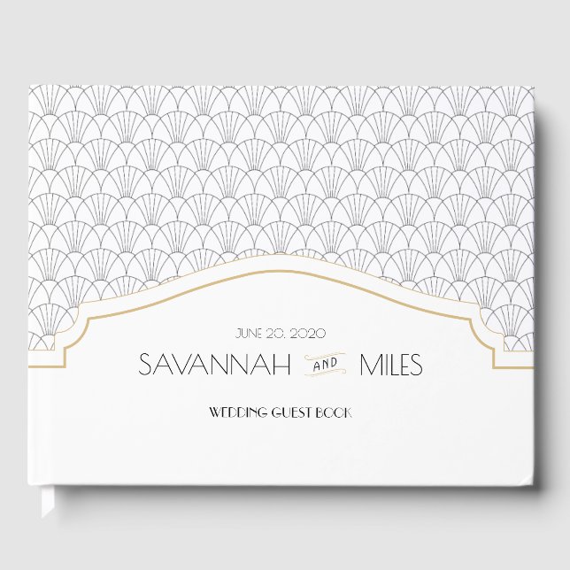 Art Deco Ram Bröllop Guest Bok (Framsida)