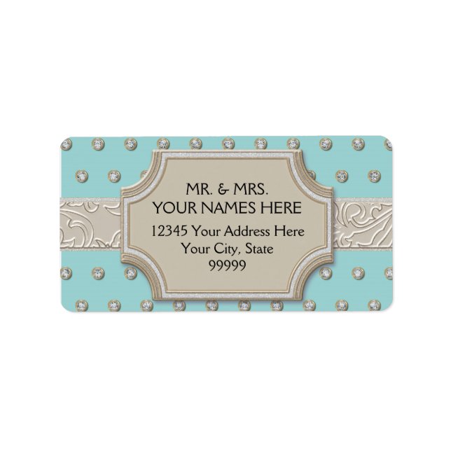 Art Deco Ram Champagne Silver Jewel Dots Adressetikett (Framsidan)