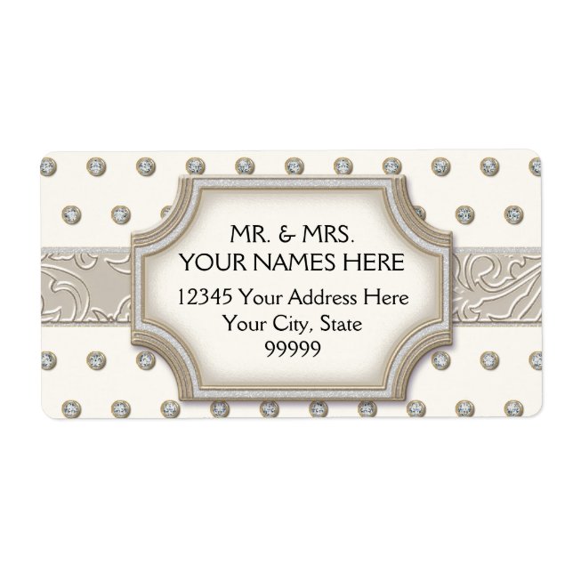 Art Deco Ram Champagne Silver Jewel Dots Fraktsedel (Framsidan)