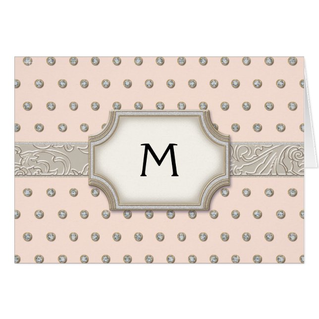 Art Deco Ram Champagne Silver Jewel Dots Hälsningskort (Framsidan Horizontal)