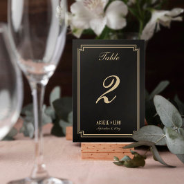 Art Deco Ram Classic Bröllop Black Guld Bordsnummer