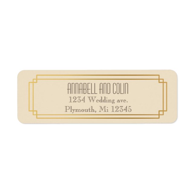 Art deco ram-etikett returadress etikett (Framsidan)