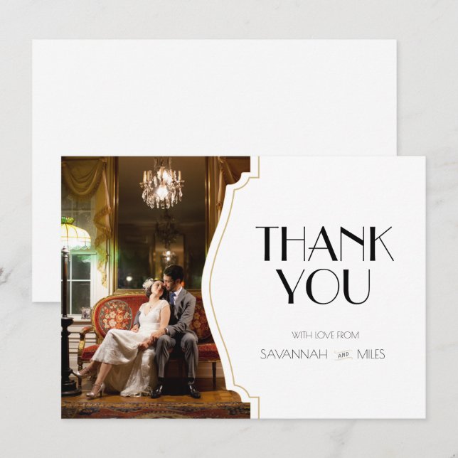 Art Deco Ram-foto-Tack - platta kort (Fram/baksida)