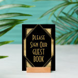 Art Deco Ram Guld Black Guest Bok Bröllop<br><div class="desc">Art Deco Ram Black Guest Bok Bröllop. Tjugo stil glam. Anpassa texten till dina egna detaljer.</div>