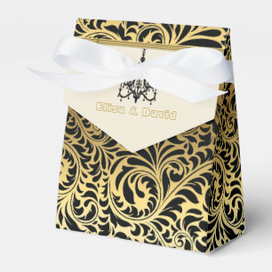 Art Deco ram och sjögräs svart, guld bröllop Presentaskar