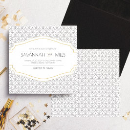 Art Deco Ram Square bröllopsinbjudan Inbjudningar