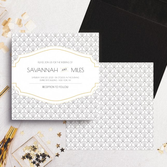 Art Deco Ram Square bröllopsinbjudan Inbjudningar (Skapare uppladdad)