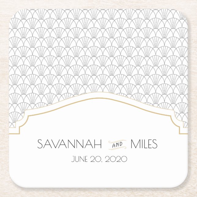 Art Deco Ram Square Papper Underlägg (Framsidan)