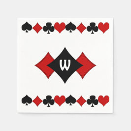 Art Deco Red and Black Card Kostym - Monogrammed Pappersservett