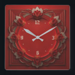 Art Deco Red Fyrkantig Klocka<br><div class="desc">Underbar klockdesign. Du kommer att kärlek det som andra. Du kan fritt använda den här designen för andra produkter som du gillar eller anpassa och lägga till texten. Följ mig för mer. Tack. Ha en trevlig dag.</div>
