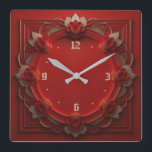 Art Deco Red Fyrkantig Klocka<br><div class="desc">Underbar klockdesign. Du kommer att kärlek det som andra. Du kan fritt använda den här designen för andra produkter som du gillar eller anpassa och lägga till texten. Följ mig för mer. Tack. Ha en trevlig dag.</div>