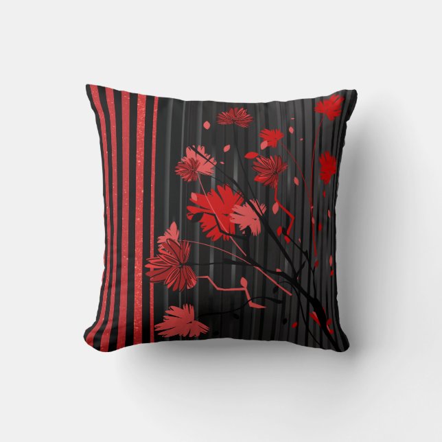 Art Deco Red Rand Mönster Kudde (Framsida)