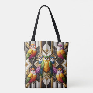 Art Deco Regnbåge Ugglor Handväskor Tygkasse