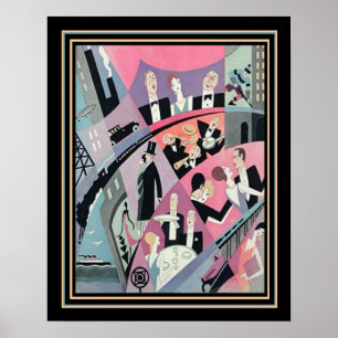 Art déco reser/underhållningtrycket 16x20 poster