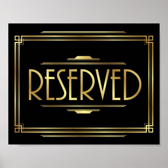 Art Deco RESERVED-signaturutskrift Poster (Framsidan)