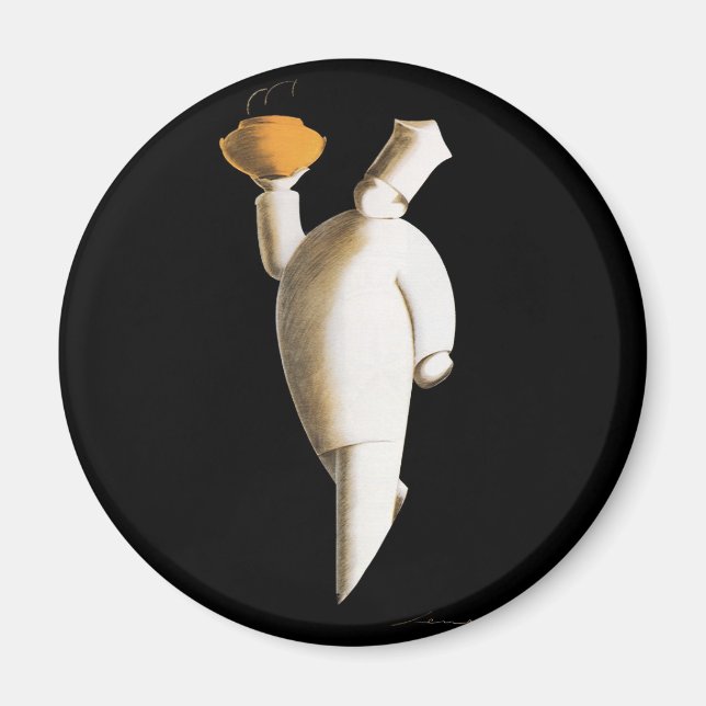 Art Deco Restaurant Chef, Vintage Business Magnet (Framsidan)