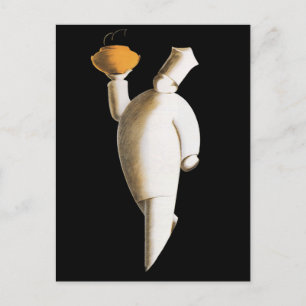 Art Deco Restaurant Chef, Vintage Business Vykort