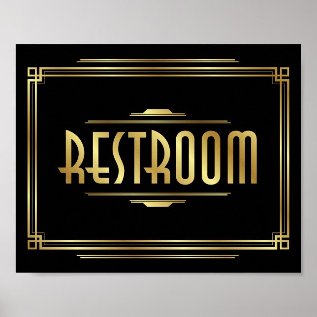 Art Deco RESTROOM Sign Print Poster (Framsidan)