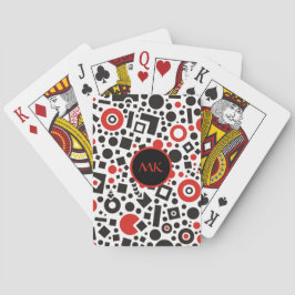 Art Deco Retro 50s Red Black Geometric Monogrammed Casinokort