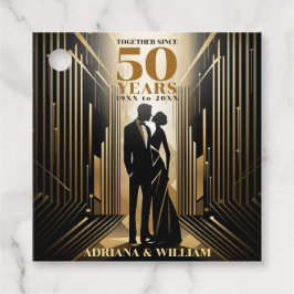 Art Deco Retro Black & Guld Bröllop-årsdag Gåvor Etiketter