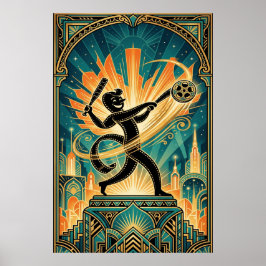 Art Deco Retro Filmremsa Tecknad Karaktär Poster