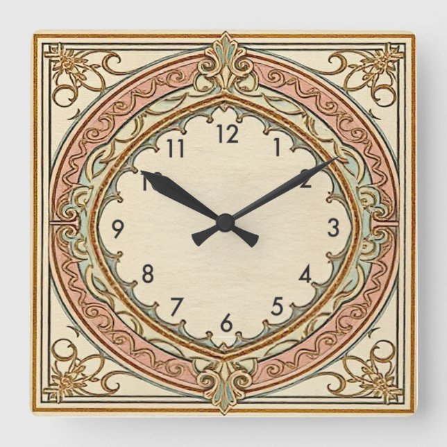 Art Deco Retro Fyrkantig Klocka (Framsida)