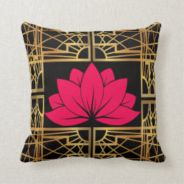 Art Deco Retro Lotus (red & black) Kudde