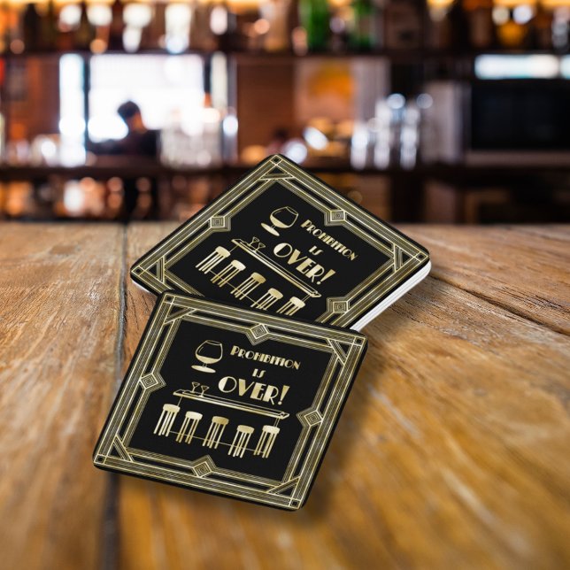 Art Deco Retro Nyårsafton Prohibition Pub Party Underlägg Papper (Art Deco Retro New Years Eve Prohibition Bar Party Paper Coaster)
