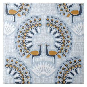 Art Deco retro Peacock Kakelplatta